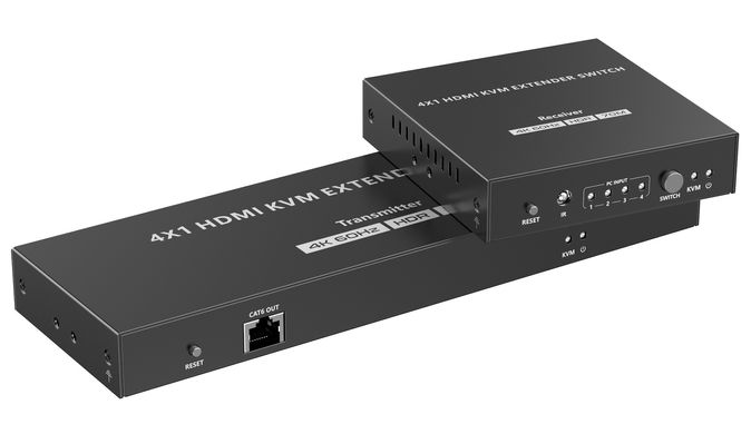 Подовжувач-перемикач (комутатор) 4K HDMI KVM 4×1 по витій парі до 70 метрів Lenkeng LKV441EX