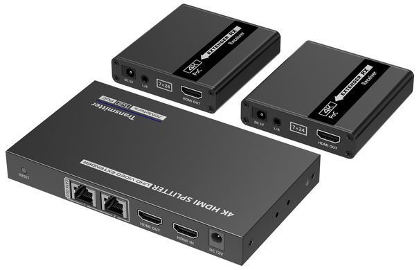 Розгалужувач-подовжувач 1 на 2 HDMI 4K 30Гц по витій парі Lenkeng LKV722P